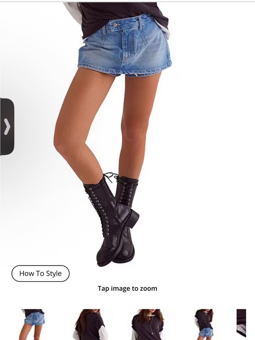 Free People Black Lace-Up Mid-Calf Combat Boots